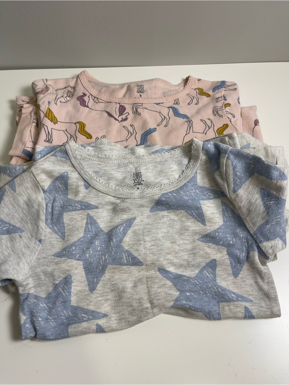 Carter's Pink Unicorn & Gray Star Pajama Sets size 8
